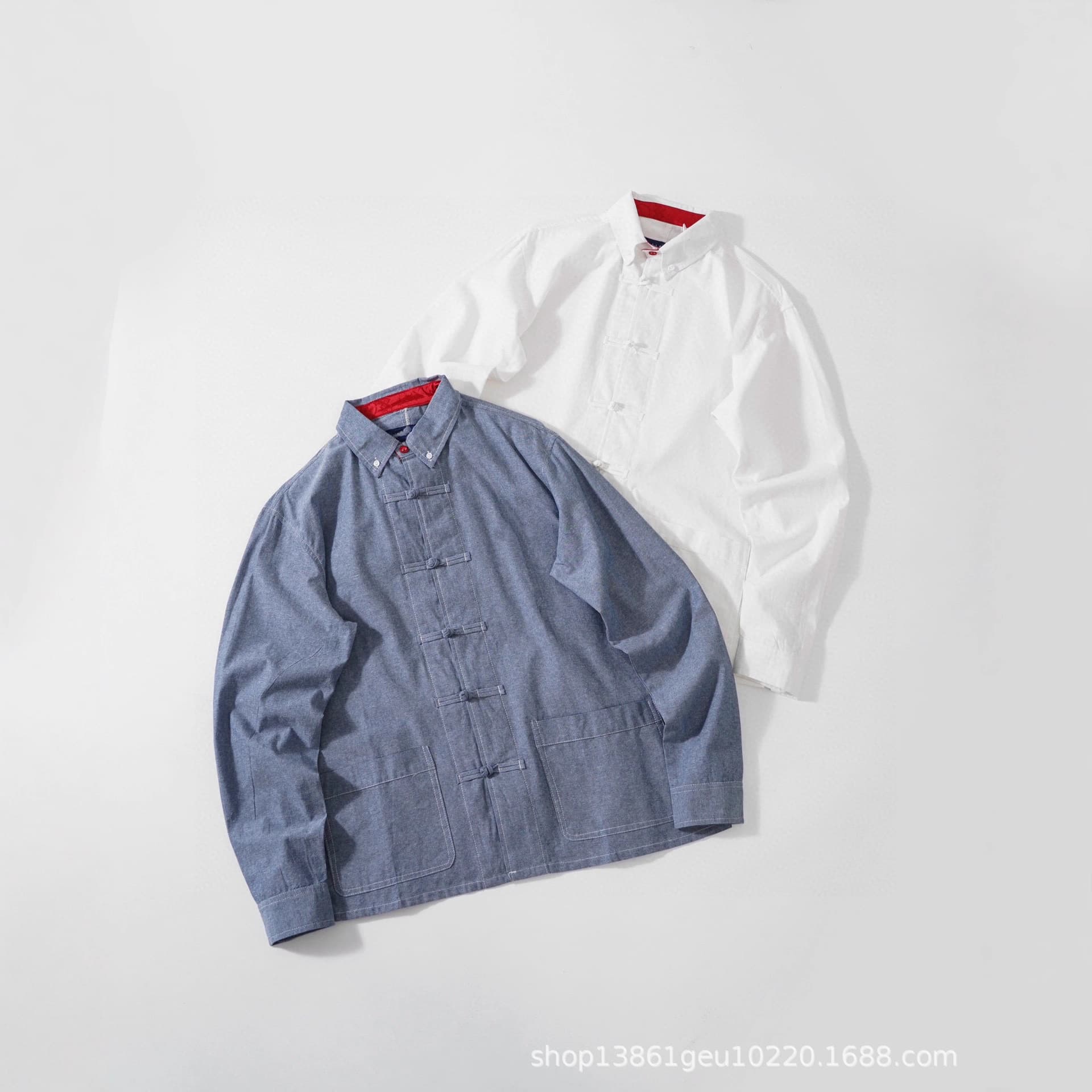 Little Horse Home New Chinese Style Frog Button Ramie Shirt Long Sleeve Oxford Cotton Linen Casual Loose Breathable Stand Collar Linen Shirt
