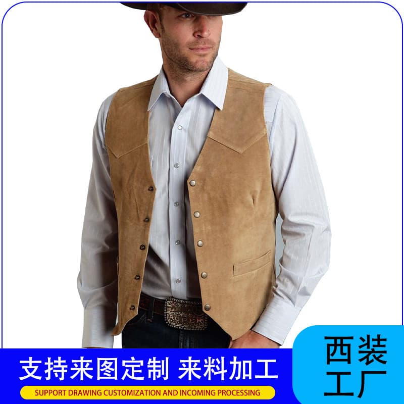 2025 Cross-border Men's Suit Vest with Metal Buckle, Suede Vest, Business Regular Slim Fit, One-Piece Dropshipping Vest