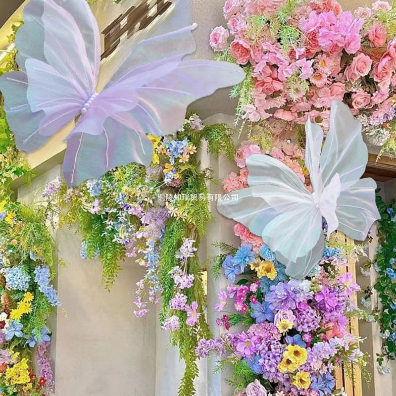 Three-dimensional simulated butterfly wedding room decoration floral indoor photography window display wall decoration colorful butterfly