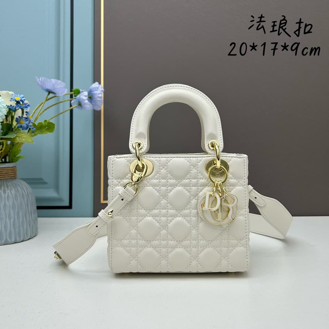 D Home Enamel Buckle Single Shoulder Bag New Lady Dior Style Small Fragrance Diamond Pattern Fashion High-End Shoulder Handheld Crossbody Bag