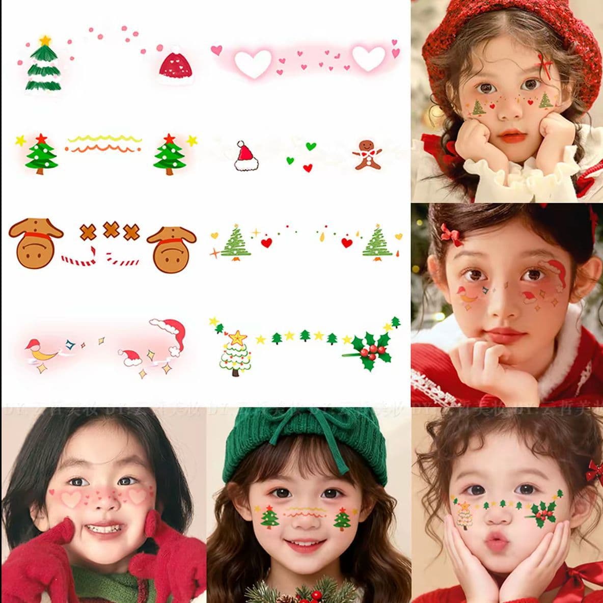 New Children's Face Stickers for Christmas and New Year Festive Atmosphere, Cute Blush Dance Party Decoration, Fun Creative Tattoo Stickers