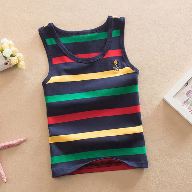 Genuine Children's Sleeveless Vest Summer Thin Style Kids Clothing Pure Cotton Round Neck Boys Girls Cotton Top
