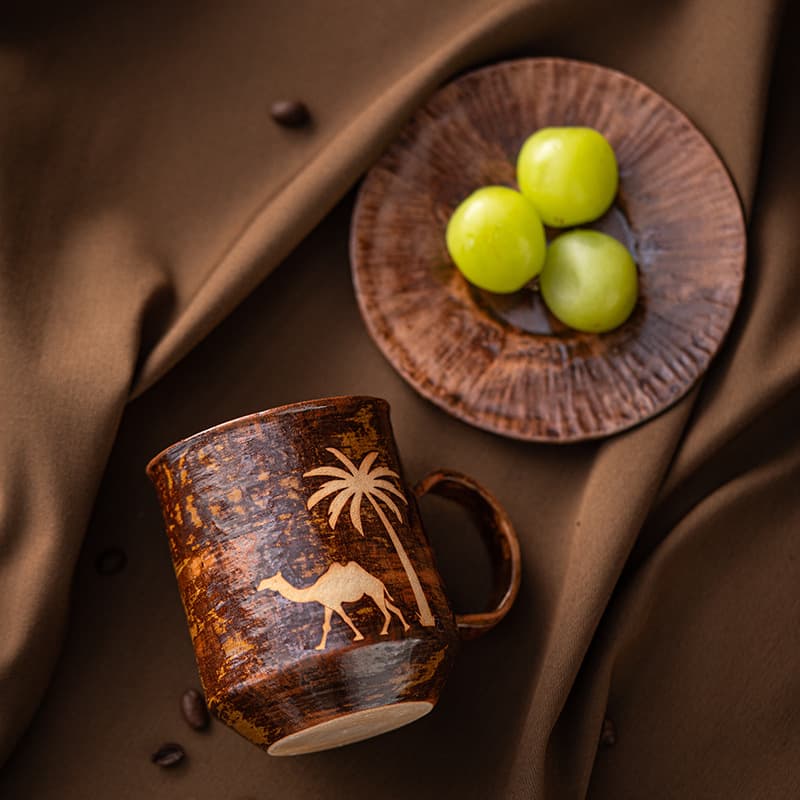 Xiaodao Teacher's Wabi-Sabi Coffee Cup, Middle Eastern Arab Rustic Pottery Espresso Ceramic Desert Camel Water Cup