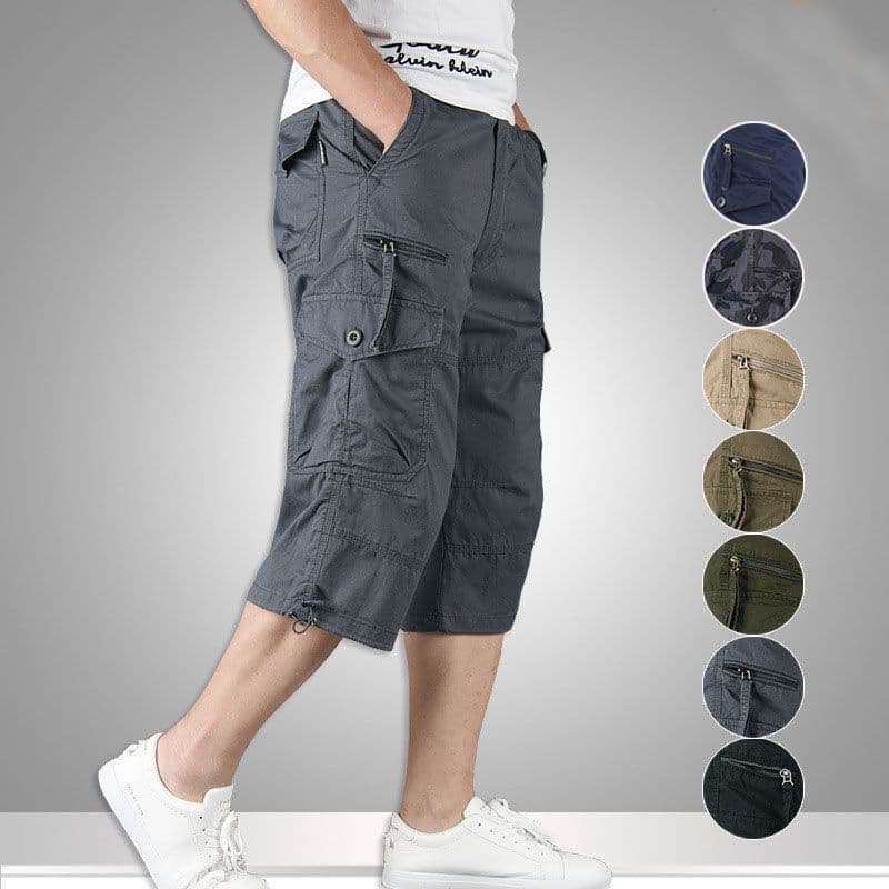Men's Outdoor Sports Lightweight Seven-Foot Pants Workwear Loose Fit Multi-Pocket Casual Shorts Thin Model Urban Fashion