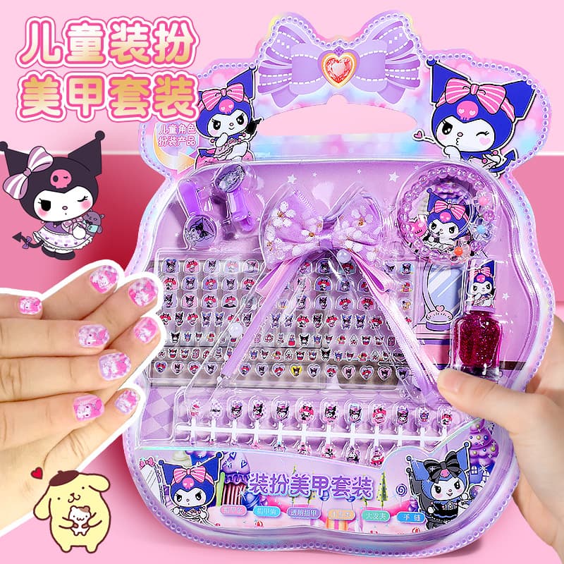 Cute Kuromi children's nail sticker set Sanrio Melody self-adhesive nail stickers for girls and babies cute
