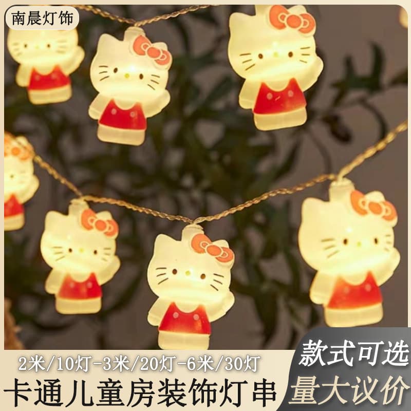 Cross-border LED cartoon children's room decoration light string Hello Kitty girl's bedroom atmosphere USB light