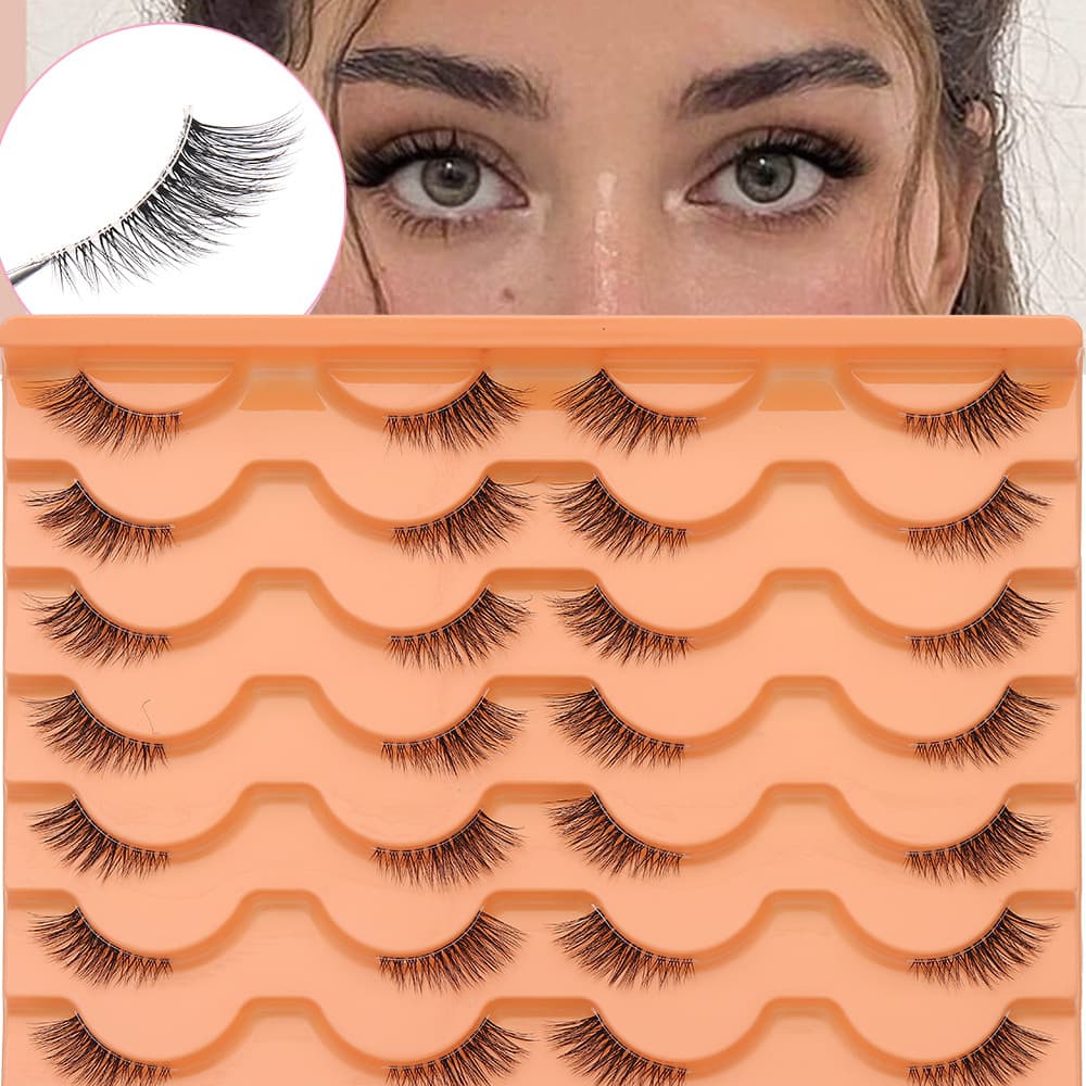 Cross-border Middle East 14 pairs of European and American transparent stems half-eye tail extension false eyelashes half-eye natural thick eyelashes