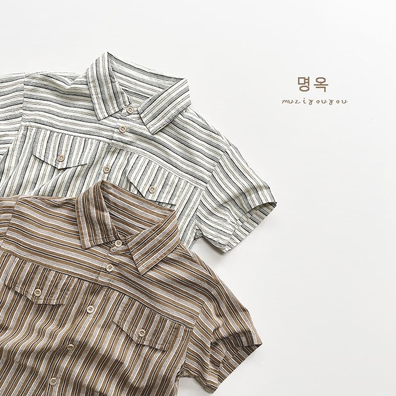 Cotton Striped Short Sleeve Shirt for Boys And Girls Korean Style Summer Children's T-Shirt Pure Cotton Top for Kids