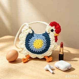 Crossbody Rooster Bag Egg Pouch Coin Purse Cute Crochet Mini Handmade DIY Earphone Bag Rooster