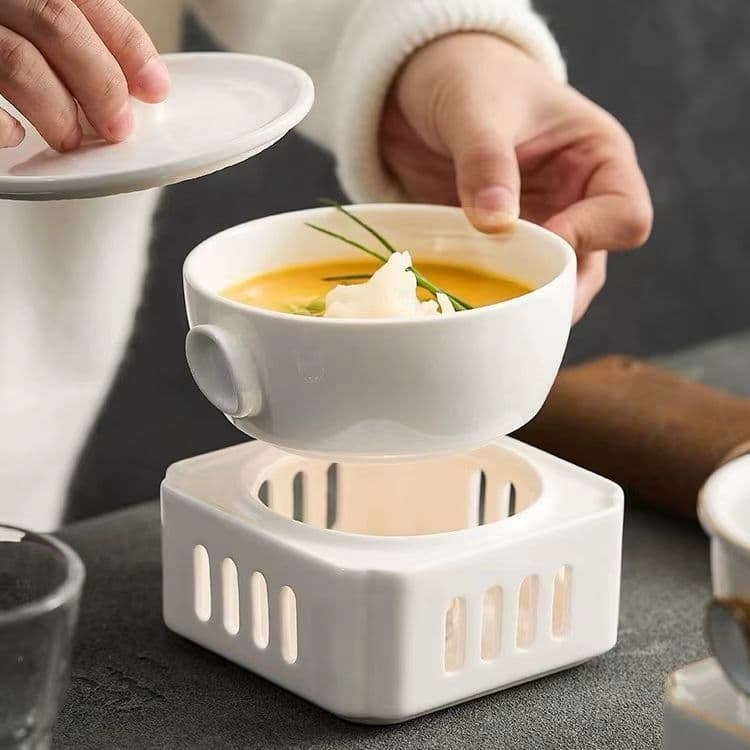 Candle-Heated Soup Cup, Creative Five-Star Hotel Tableware, Single Serving Bird's Nest Bowl with Heat Retention Feature