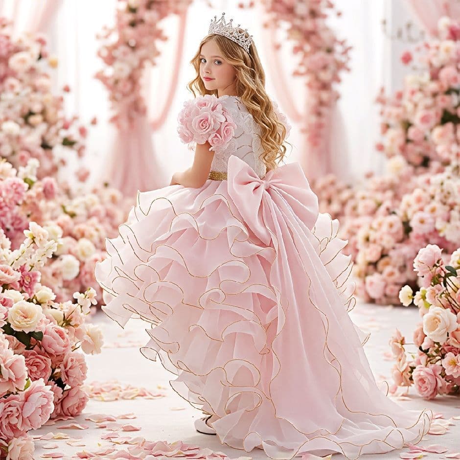 (H401-412) Live link children's dress skirt girl princess dress birthday party flower girl dress ready stock