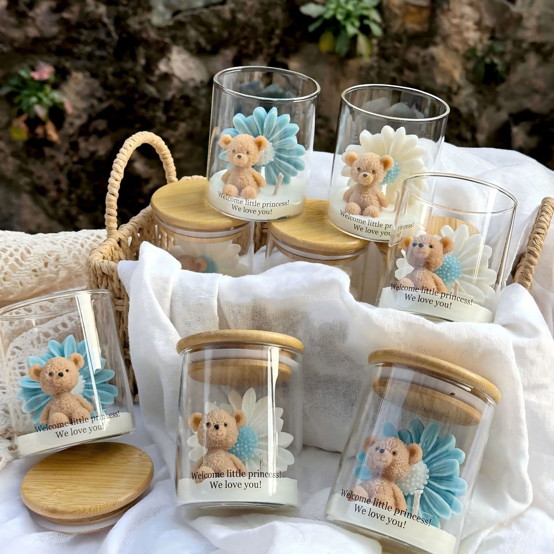 Daisy Aromatherapy Candle Bear Birthday Gift Souvenir Candle Cup Wholesale Home Decor Ornament Flower
