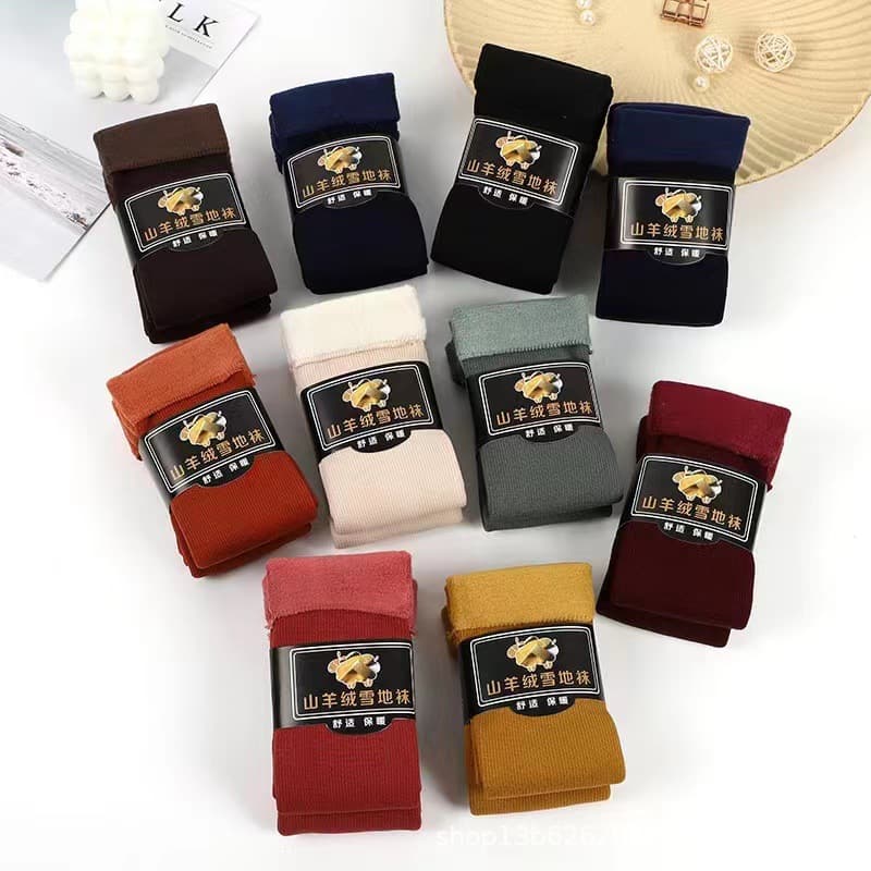 Cashmere snow socks, maternity socks, winter warm and cold-proof plush and thick women's floor socks, mid-high tube colorful socks.