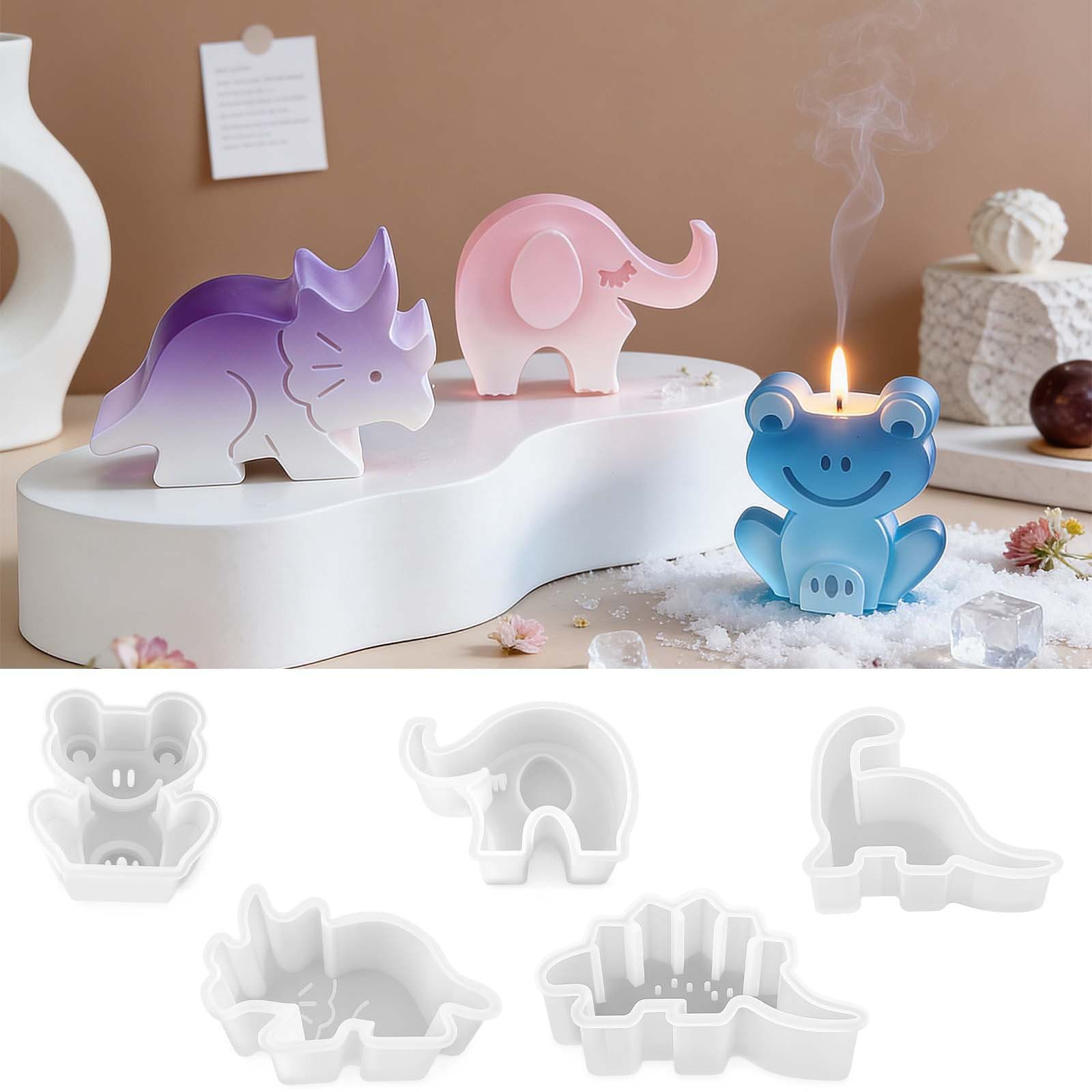 Pangyaya DIY Resin Epoxy Elephant Dinosaur Sitting Frog Candle Silicone Mold Aromatherapy Ornament Mold