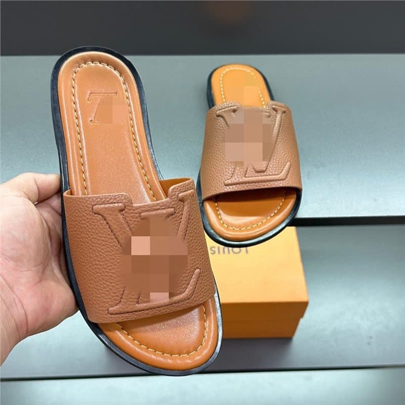 Cross-border Large Size Genuine Leather Soft Sole Men's Slippers High-end Luxury Casual Flip-flops Vietnam Rubber Slide Sandals