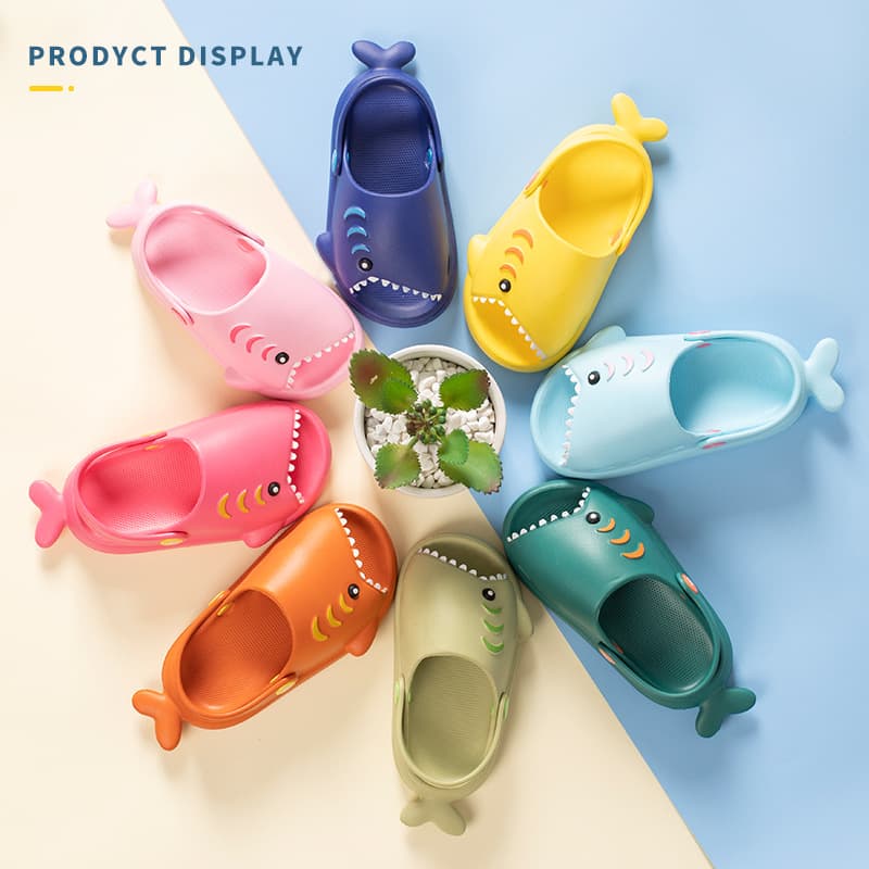 Children's EVA Clog Shoes, Lightweight Non-Slip Unisex Kids' Cute Cartoon Slippers, Little Shark Garden Shoes YDX-2022