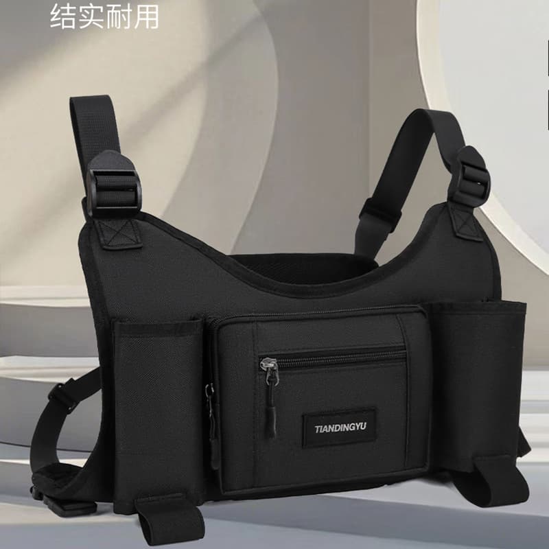 Multifunctional tactical chest bag for men, outdoor sports cycling backpack, large capacity water bottle, mobile phone bag, casual travel vest