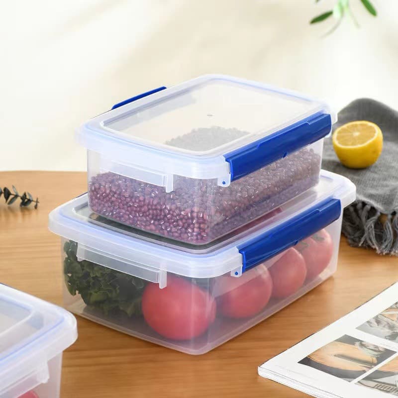 Plastic Food Storage Container, Rectangular Transparent with Lid, Food-Grade Sealed Box, Large Commercial Kitchen Storage