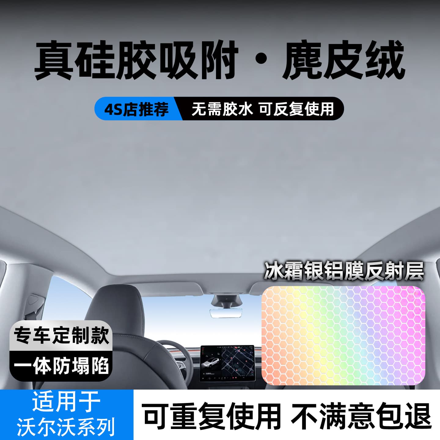 Suitable for Volvo Xc60/V40 Silicone Honeycomb Glow-Absorbing Sunroof Sunshade Curtain for Roof Glass Sun Protection and Heat Insulation