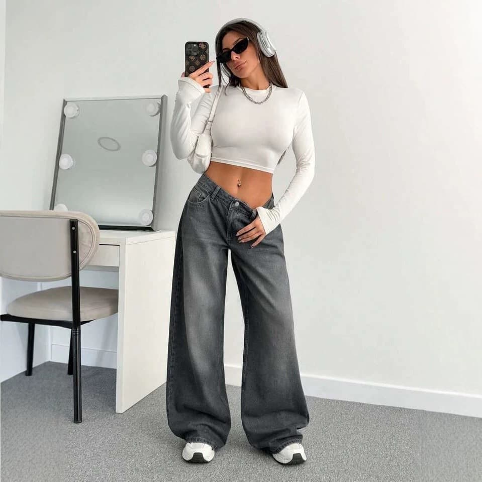 Cross-border trade Amazon US/European American-style casual straight-leg loose washed denim long pants