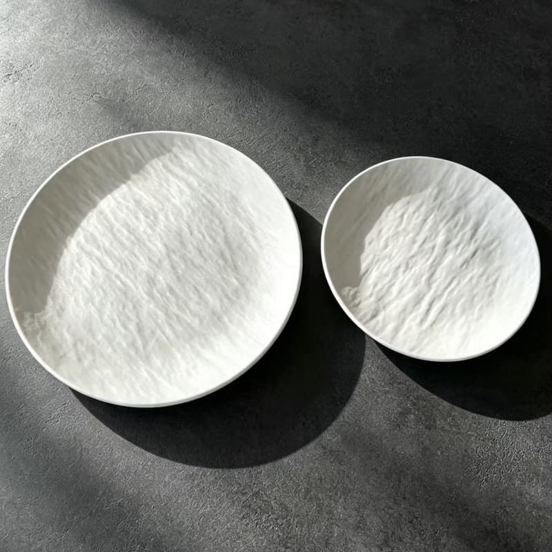 Ins-Style Embossed Minimalist Ceramic Dinner Plate, Japanese Plate, Cold Dish Plate, Steak Plate, Dessert Plate, Moonlight Plate