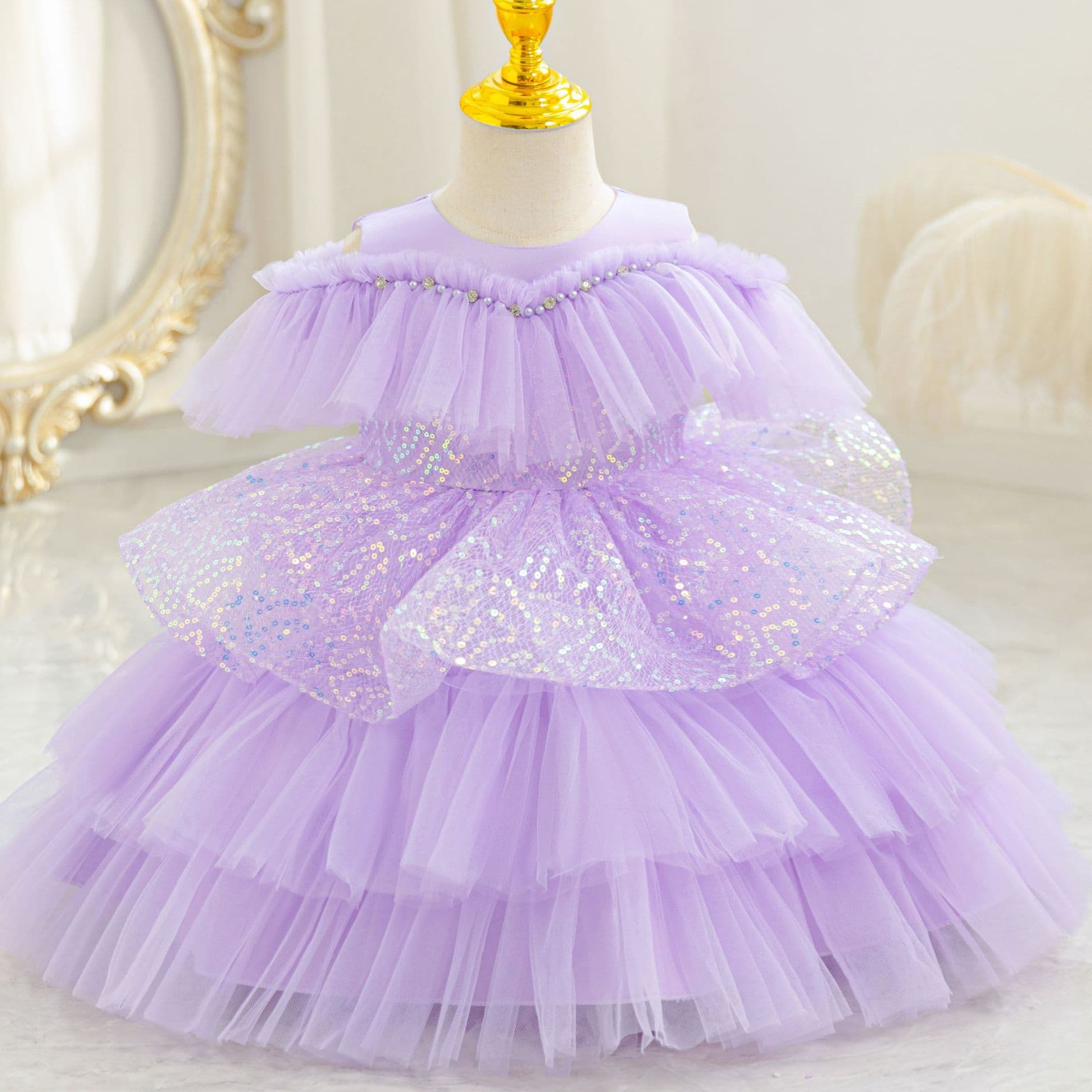 Amazon Baby Kids Dress Sequin Tutu Princess Dress Baby Birthday Banquet Dress Kid Dress