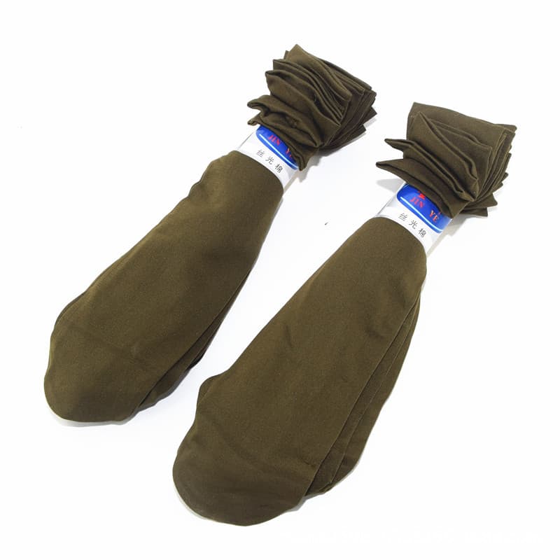 Summer men's military green mercerized cotton breathable solid color thin short stockings green military training business socks wholesale