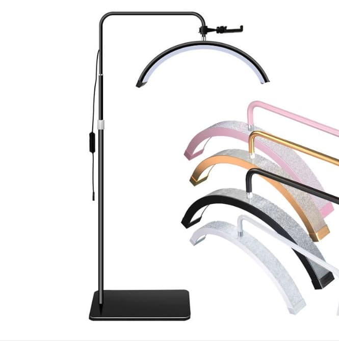Cross-border 24-inch Half-moon Beauty Lamp U-shaped Warm Light Eyebrow Tattoo 28-inch LED Eye-care Nail Eyelash Lamp