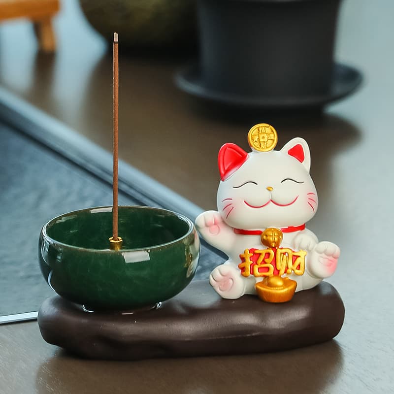 Chinese incense road lucky cat Zen incense burner line incense disc incense insert sandalwood agarwood incense burner room deodorizing small ornaments