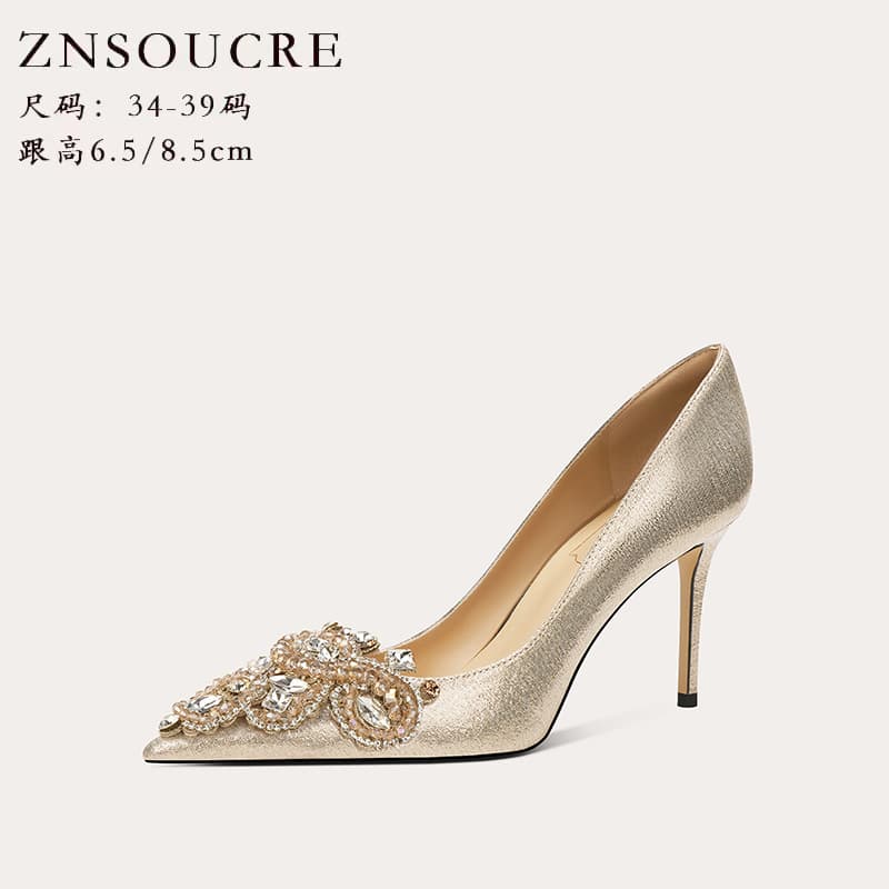 708-C71 High Heels Women 2026 New French Wedding Shoes Bridesmaid Bride Shoes Celebrity Cheongsam Dress Shoes