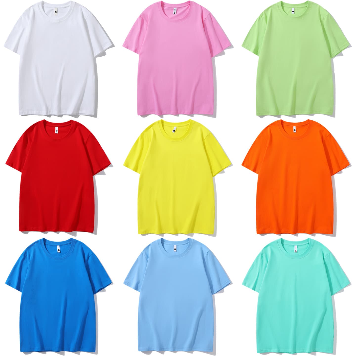 Family Matching Summer Short Sleeve T-Shirt Hand-Painted Solid Pure Cotton Candy Color