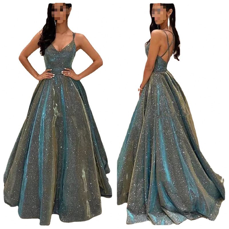2026 New Strapless Shiny Long A-Line Slimming Evening Dress for AliExpress Export to Europe and America