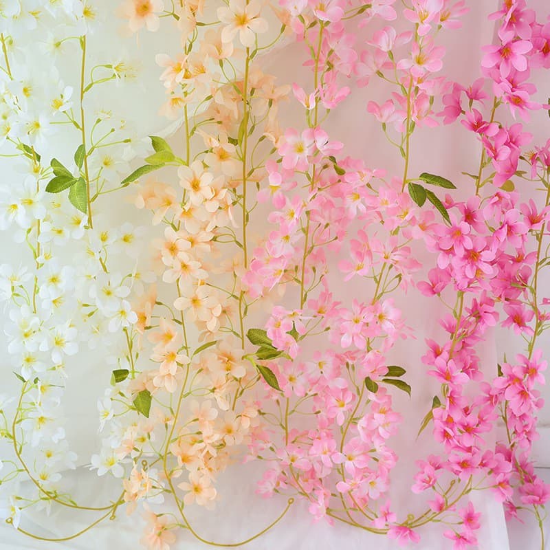 Artificial Rose Fake Flower Vine Wall Hanging Wrapping Air Conditioner Water Pipe Decoration Cover Living Room Ceiling Plastic Plant