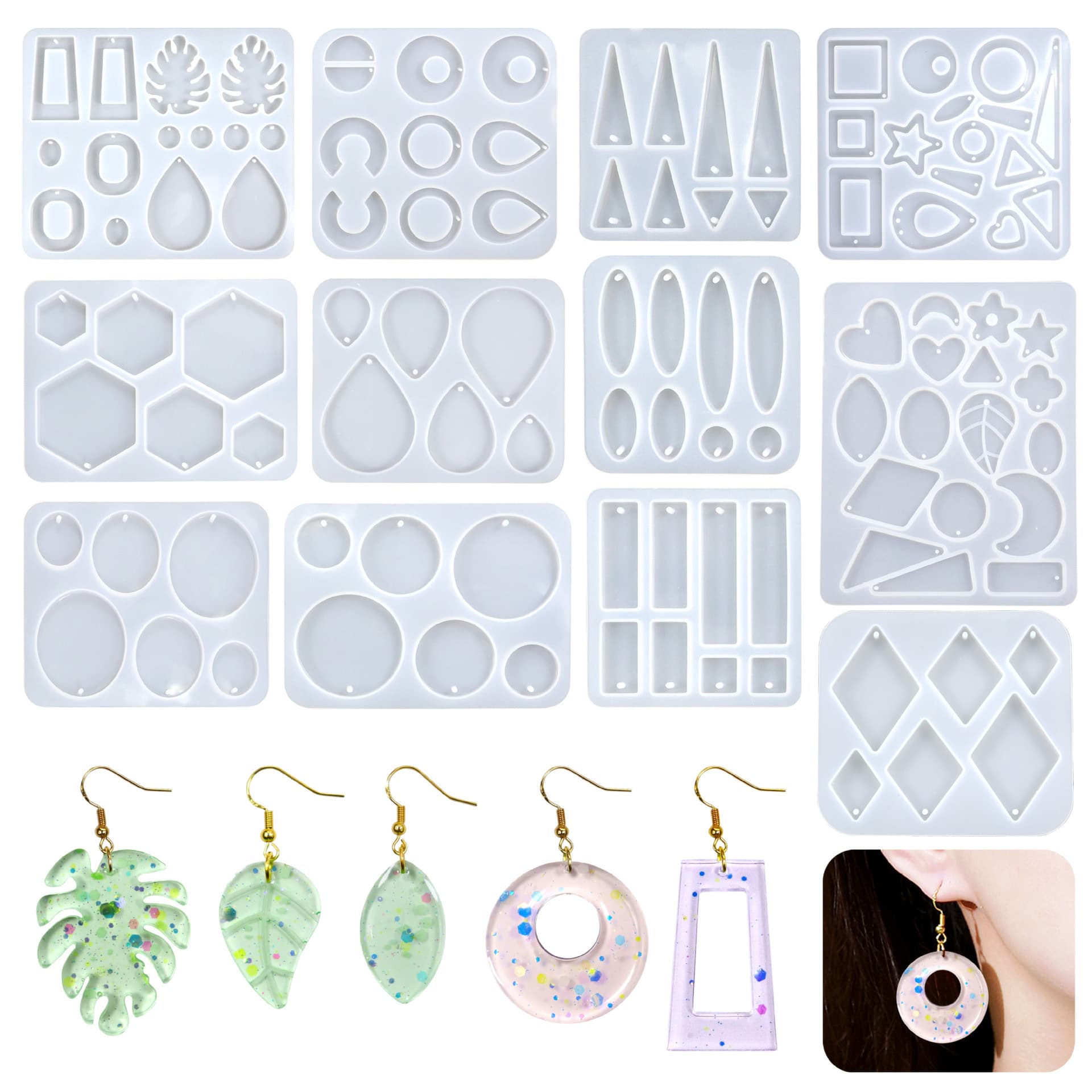 Meiyangyang DIY Pendant Earring Fresh Resin Mold Earring Ear Drop Hanging Jewelry Silicone Mold