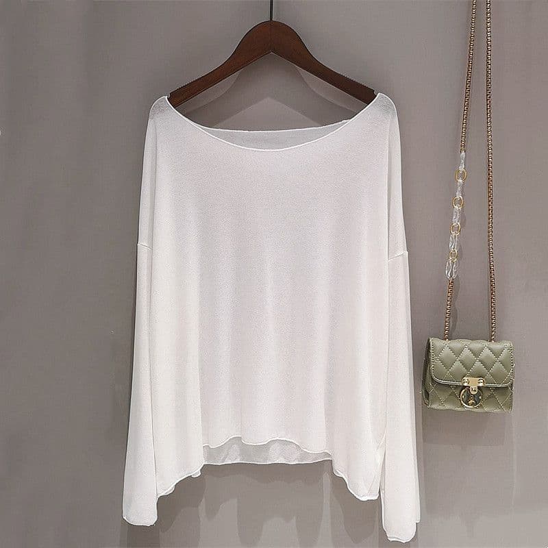 2-300 Jin Sunscreen T-Shirt Women's Summer Thin Sun Protection Pullover Hoodie Loose Long Sleeve Base Layer Ice Silk Top