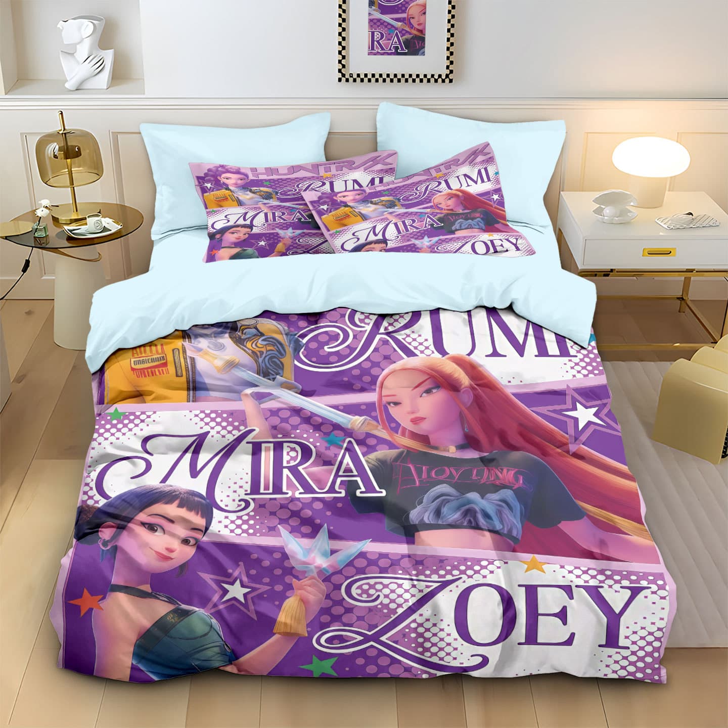 Custom Single Piece JIT Bedding Set for Overseas Trade - Hunter Witch Pillowcase and Duvet Cover Three-Piece Set Cross-Border 3D Digital Print