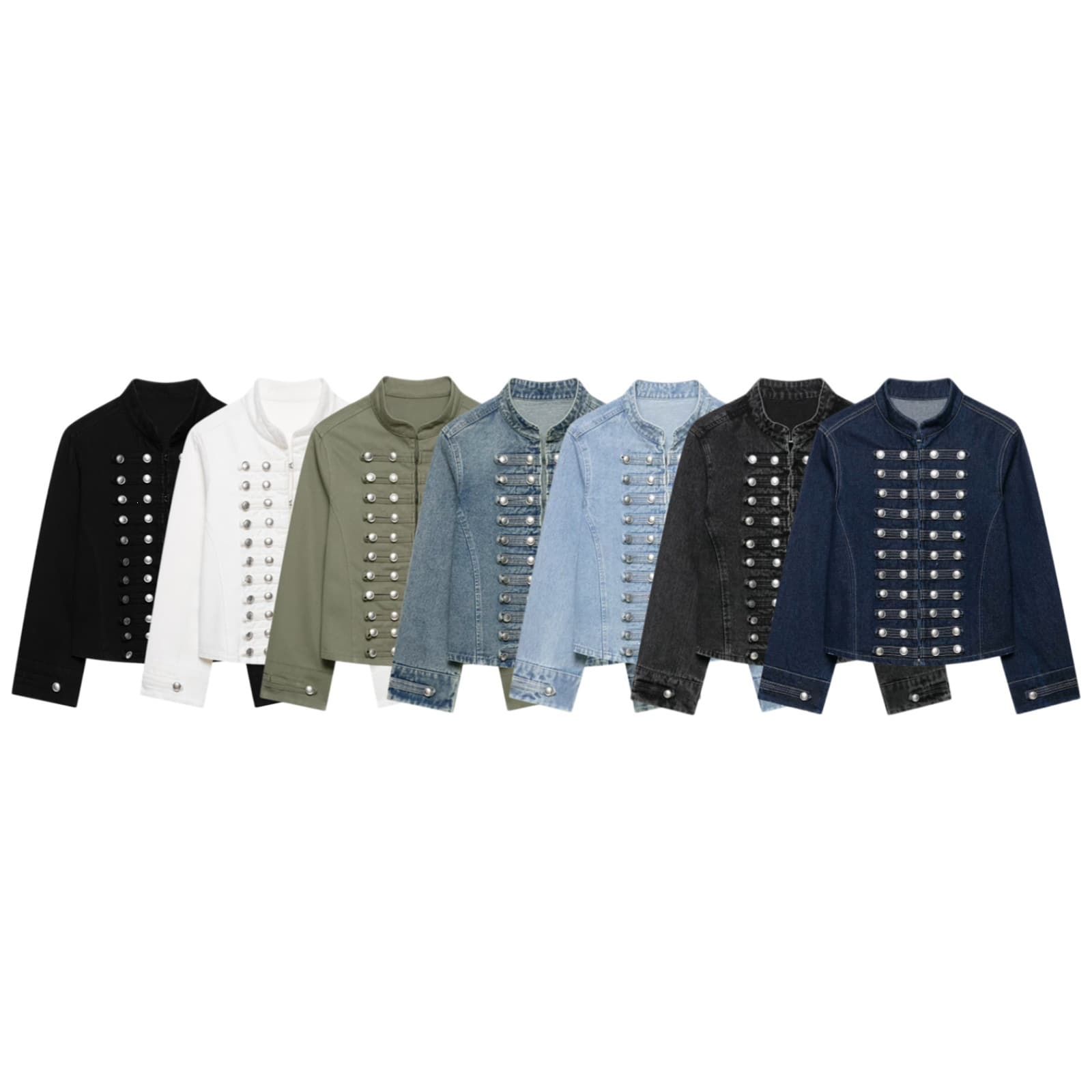 ZA Women's Fashion 2026 Summer New Arrival Button-Decorated Round Neck Fitted Denim Jacket 0695074