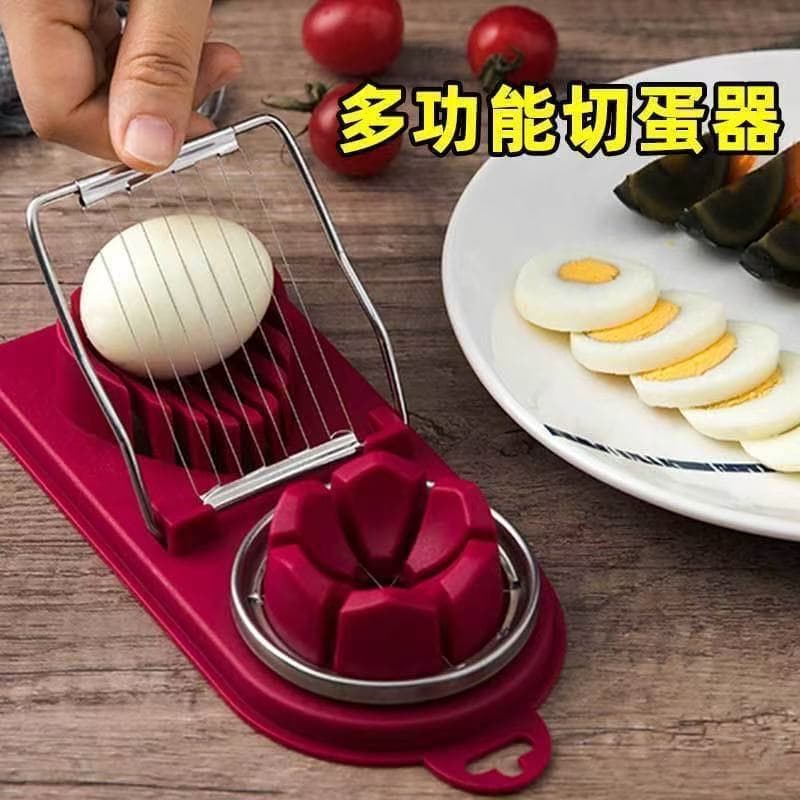 Egg Slicer Stainless Steel Egg Cutter and Wedger 2-in-1 Multifunctional Cutting Tool for Eggs and Century Eggs