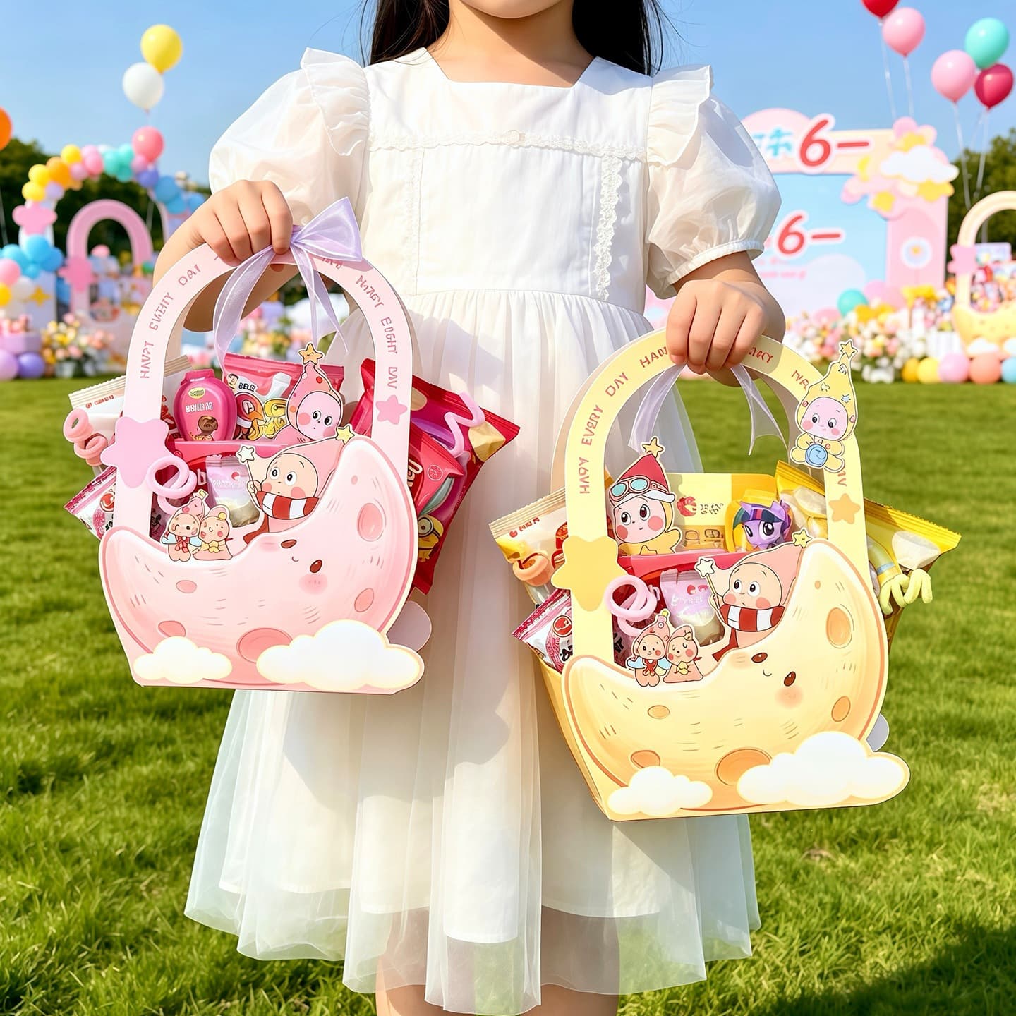 Children's Day Cartoon Handheld Box Flower Bouquet Snack Candy DIY Gift Packaging Box Wholesale