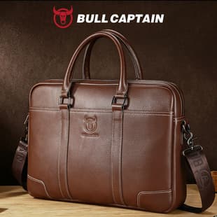 Captain Niu Leather Men's Bag Genuine Leather Handbag Men's Top Layer Cowhide Computer Bag 15-inch Business Large Capacity Briefcase