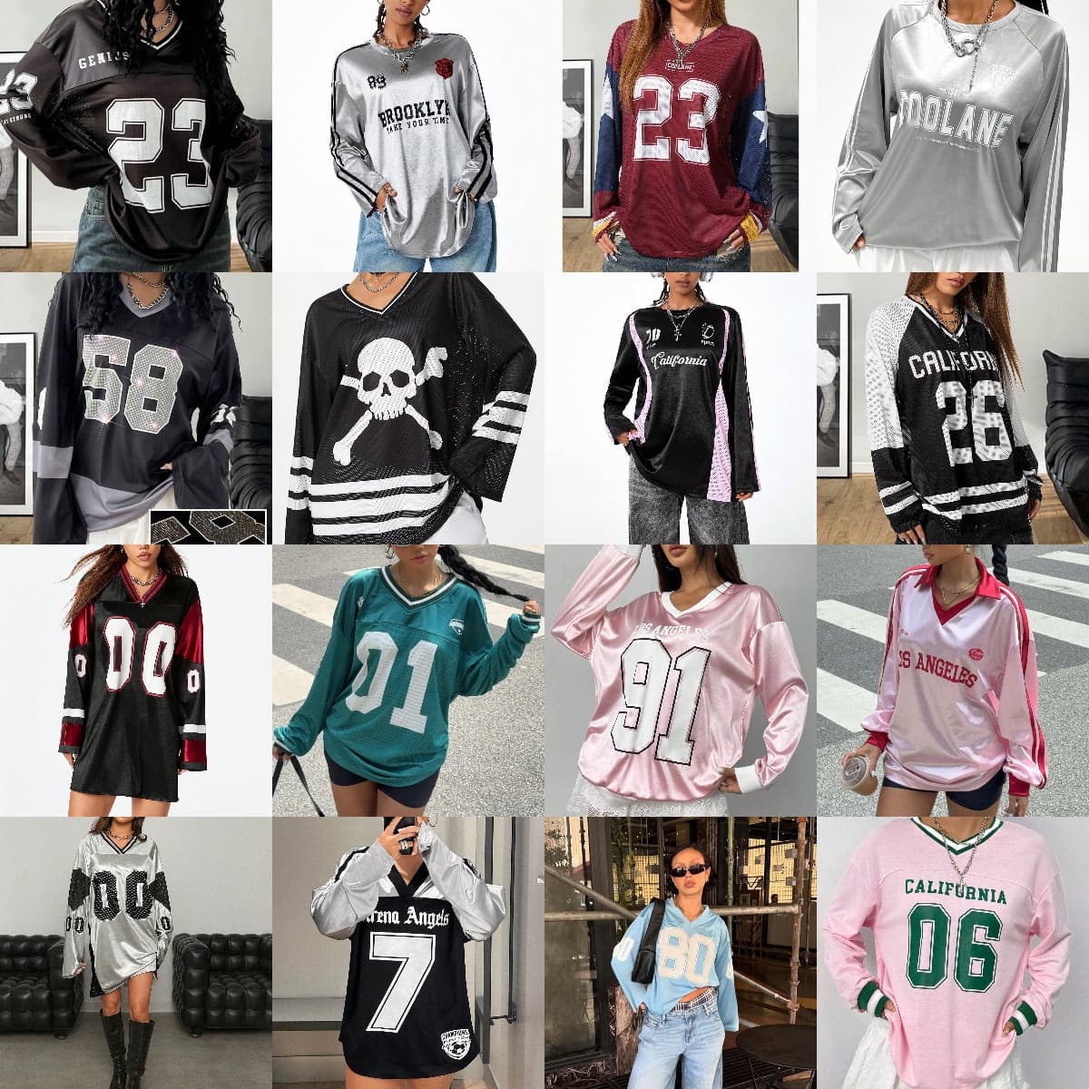 Dopamine Digital Print Loose Long Sleeve T-Shirt Women 2024 American Basic Pullover V-Neck Casual Top Cross-Border