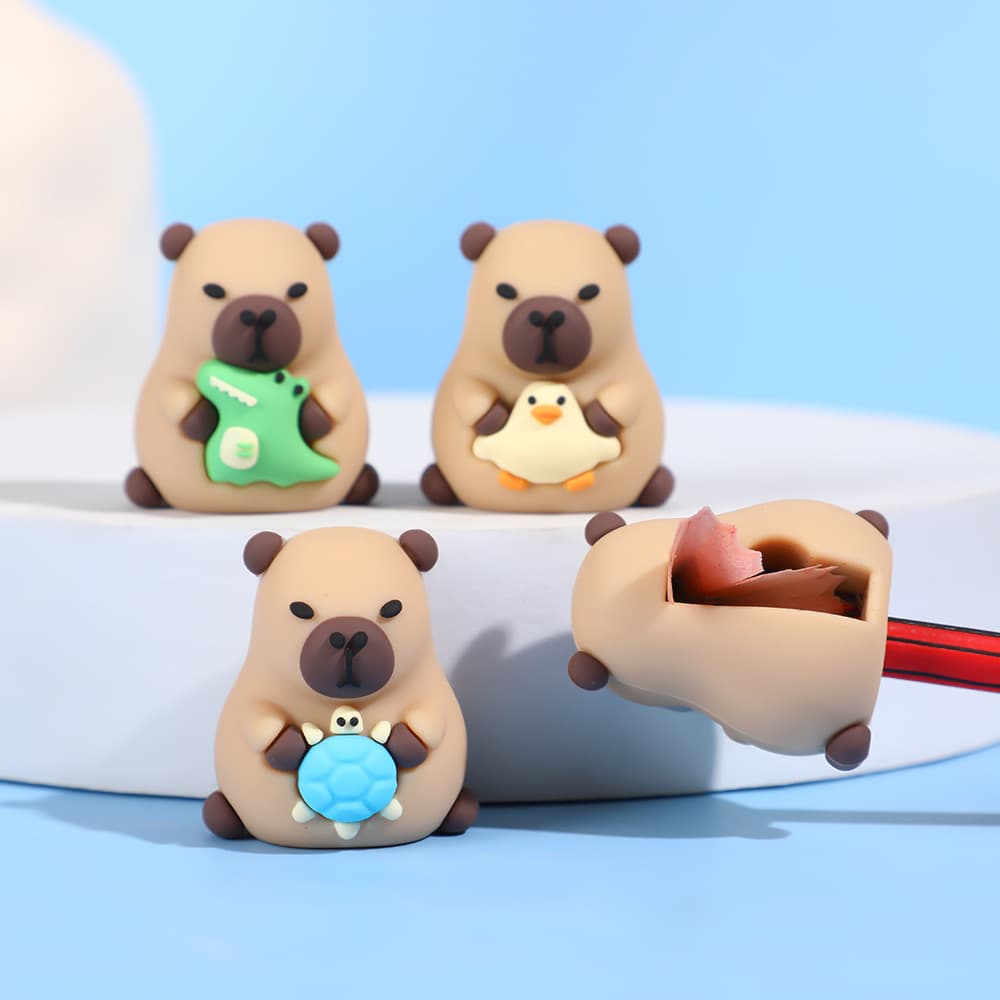 Kapibala Pencil Sharpener Cartoon Capybara Doll Pencil Sharpener PVC Soft Glue Cute Student Manual Pencil Sharpener