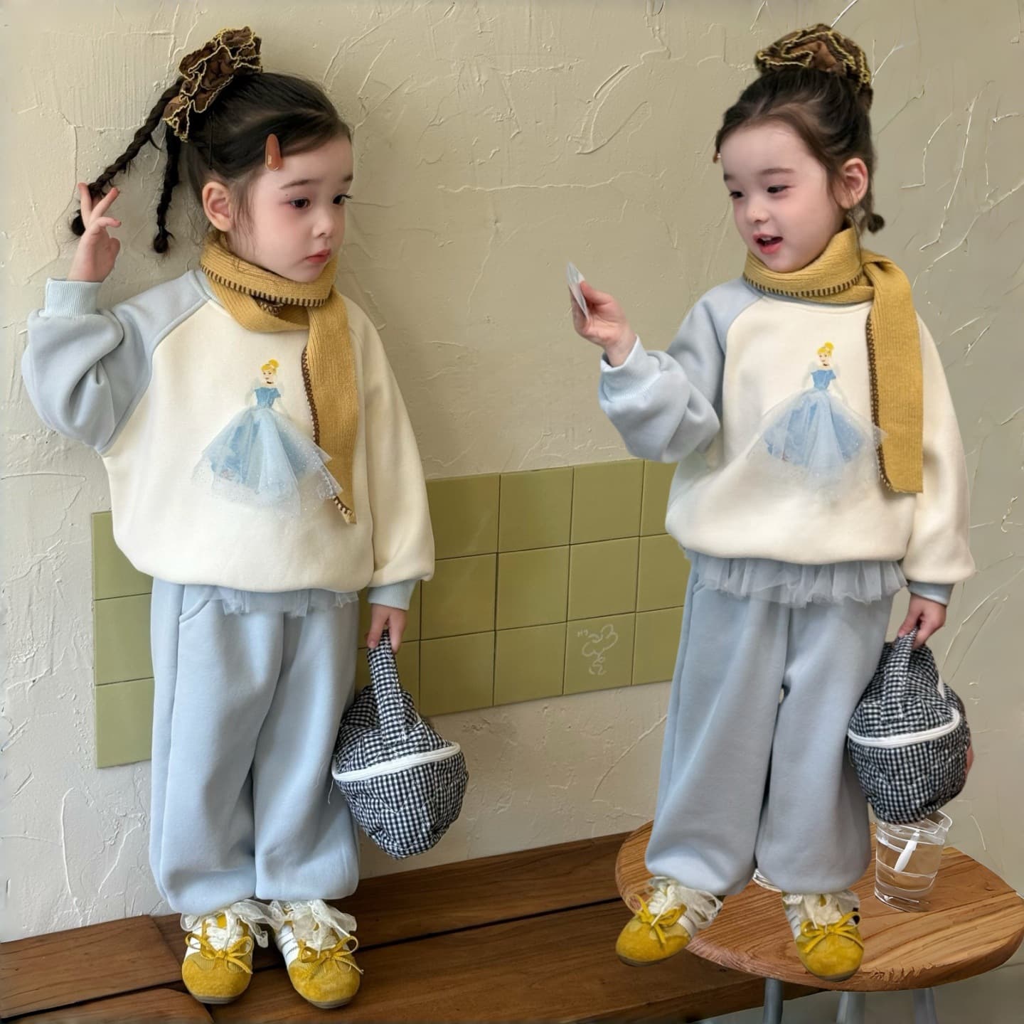 2025 Autumn New Children's Sweatshirt Set, Sporty Casual Boys and Girls Cartoon Sweatshirt and Sweatpants Two-Piece Set