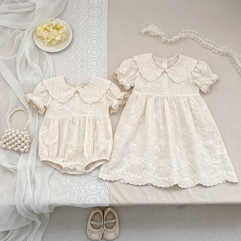 Girls' Summer New Style Korean Embroidery Dress Toddler Baby Romper Bodysuit