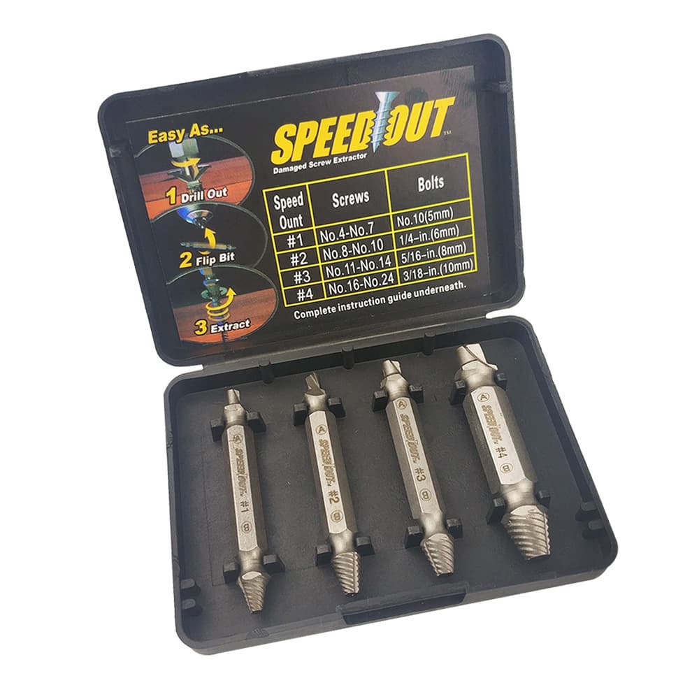Special Offer 4-Piece High-Speed Steel Double-ended Screw Extractor, Multi-purpose Removal Driver Bit Tool