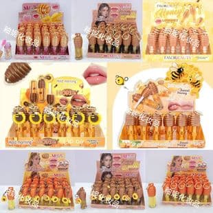 Cute Honey Lip Gloss Lip Oil Moisturizing Nourishing Shiny Mirror Finish Brightening with Keychain Clip for Bag Glass Lip Effect