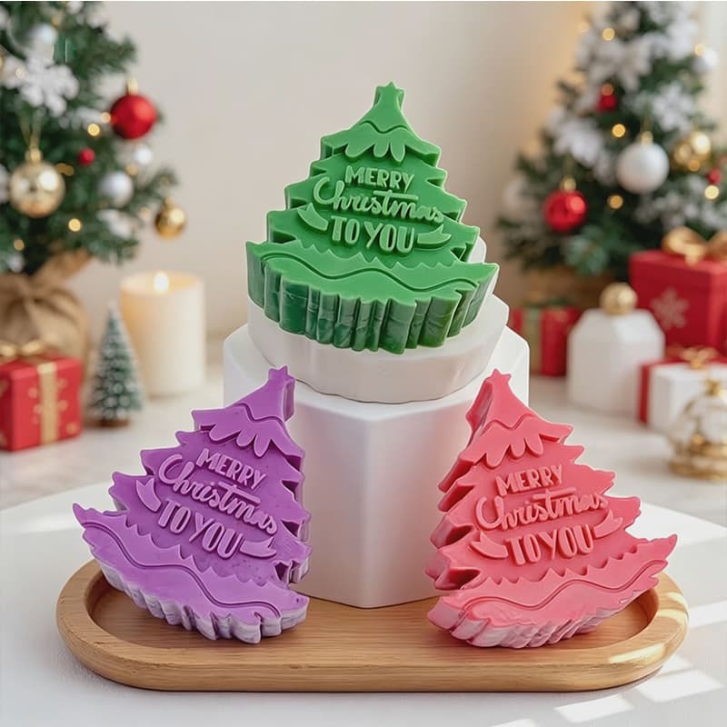Christmas Tree English Slogan Silicone Mold DIY Aromatherapy Candle Gypsum Merry Christmas Christmas Tree Diffuser