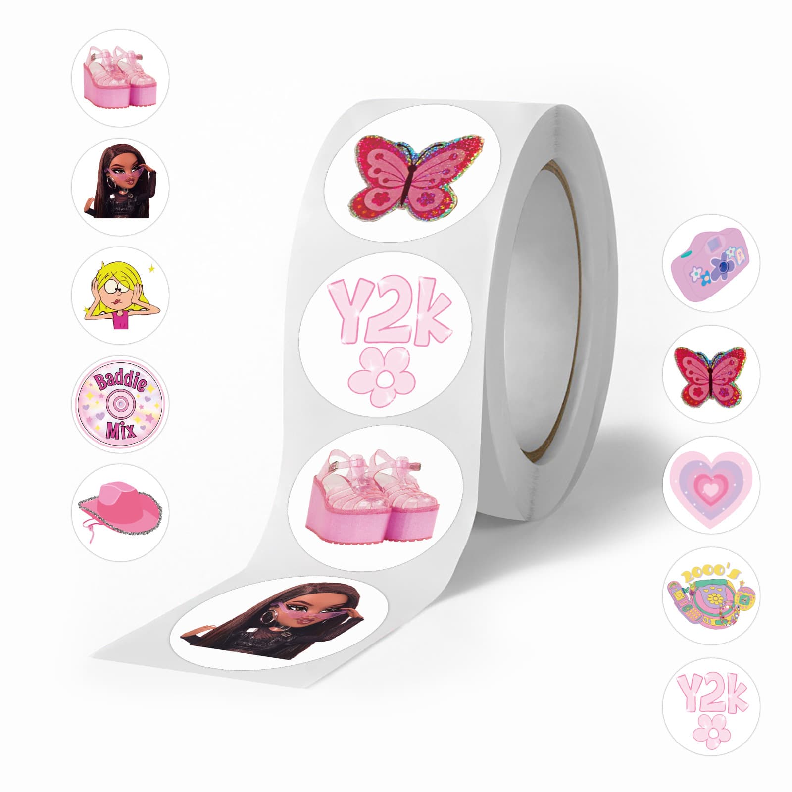 500 simple cartoon Y2K roll stickers hand ledger decoration DIY notebook stationery seal stickers for children