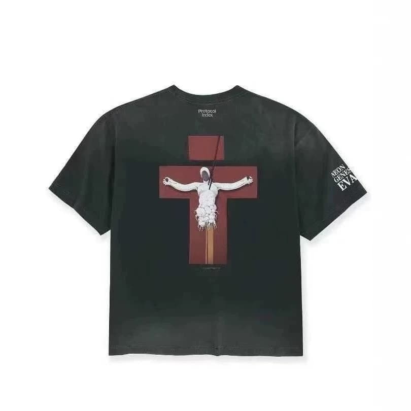 Protocol Index tal ×EVANGELION Collaboration Printed Washed T-Shirt