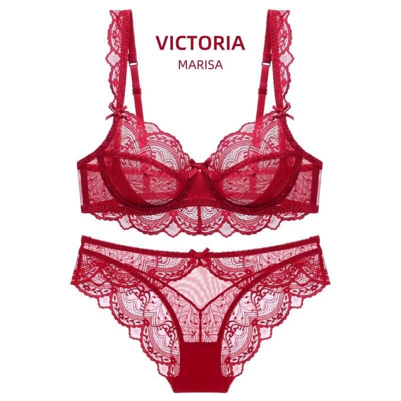 Sexy Lace Marisa Red Lingerie Set for Women, Big Bust Minimizer Lace Bridal Bra Set